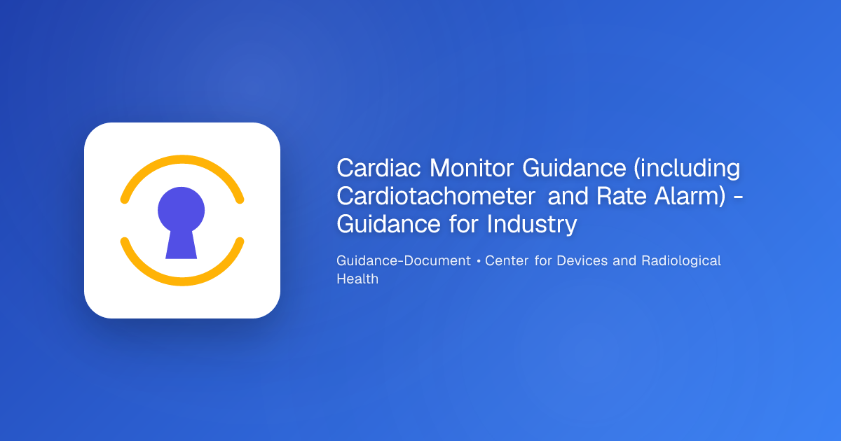 Cardiac Monitor Guidance (including Cardiotachometer and Rate Alarm ...